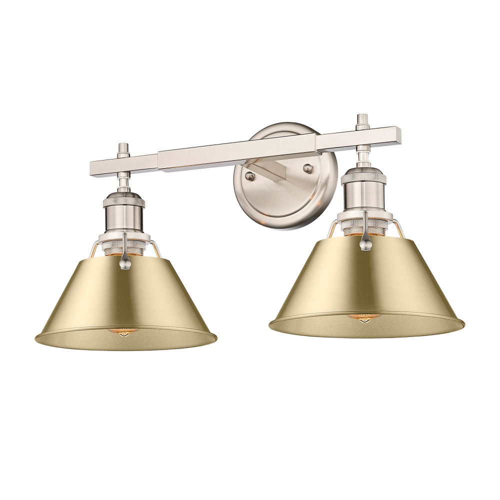 Yep by Golden Lighting Orwell 2-light Vanity in Pewter and Brushed Champagne Brass shade